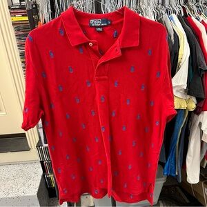 Polo Ralph Lauren Shirt Mens Large Classic Multi Pony Embroidered All Over Print